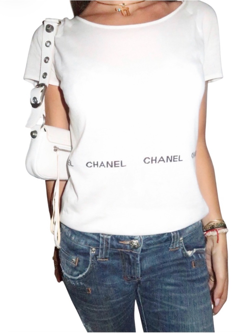 CHANEL Vintage White Short-Sleeve Tee 2004